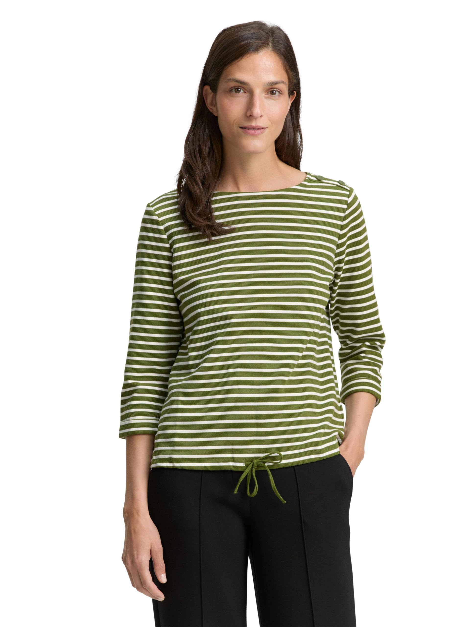 Tom Tailor Damen Langarmshirt mit Knopf-Details