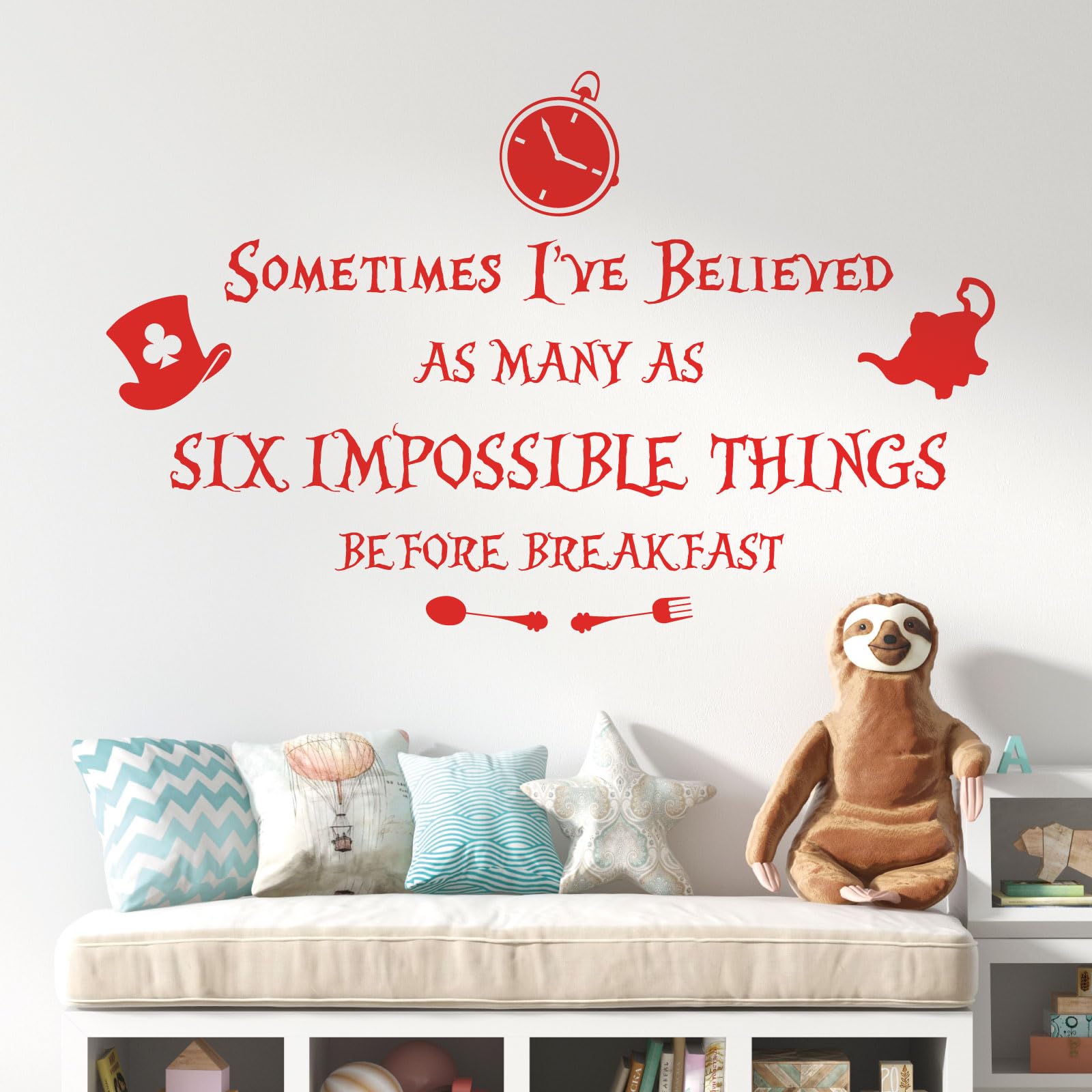 Sometimes I've Believed as Many as Six Impossible Things... - Alice in Wonderland Book Wall Quote [Large] [Poppy] — image 1
