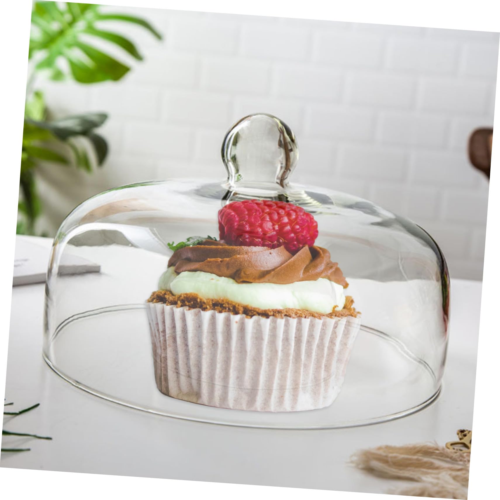 VALICLUD Copertura Trasparente in Vetro per Torta Cupola Rotonda e Manico per Protezione Alimenti, Pratica per Esposizione e Conservazione di Dolci