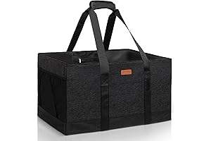 Reusable Grocery Totes with Reinforced Bottom Super Sturdy Handles, Black: Heavy Duty...