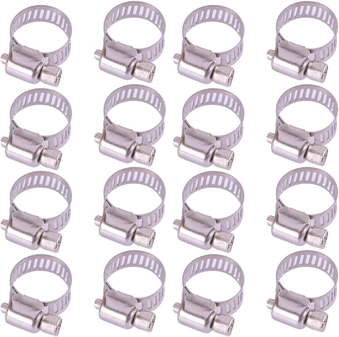 SBTRKT 50Pcs/Set Adjustable 10-16mm (3/8-5/8 Inch) Hose Pipe Worm Gear Clamps Fit for Plumbing Automotive Mechanical Application