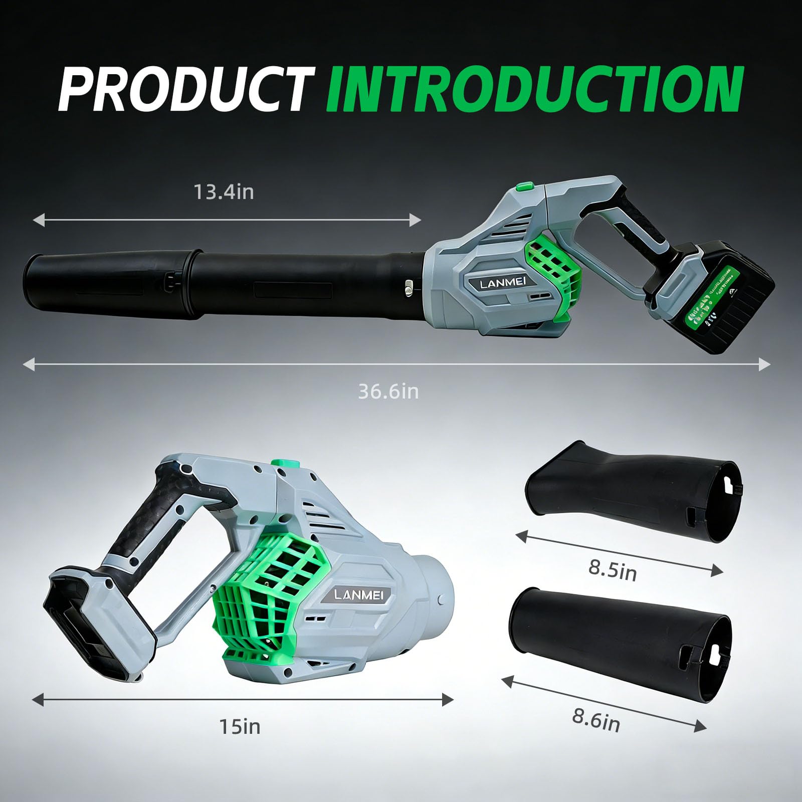 Soplador de hojas inalámbrico, batería de alta potencia de 650 W con 2 baterías de 4000 mAh, velocidad de viento de 40 MPH, soplador de hojas de mano ligero para mantenimiento de patio