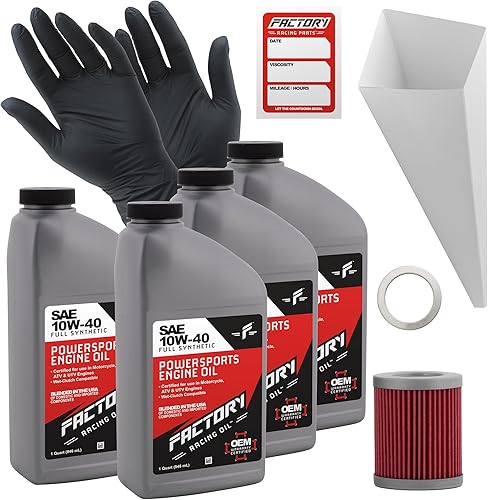 Kit de cambio de aceite compatible con Suzuki LT-4WD LT300E - Incluye 4 cuartos de galón de aceite sintético completo SAE 10W-40, 1 filtro, 1