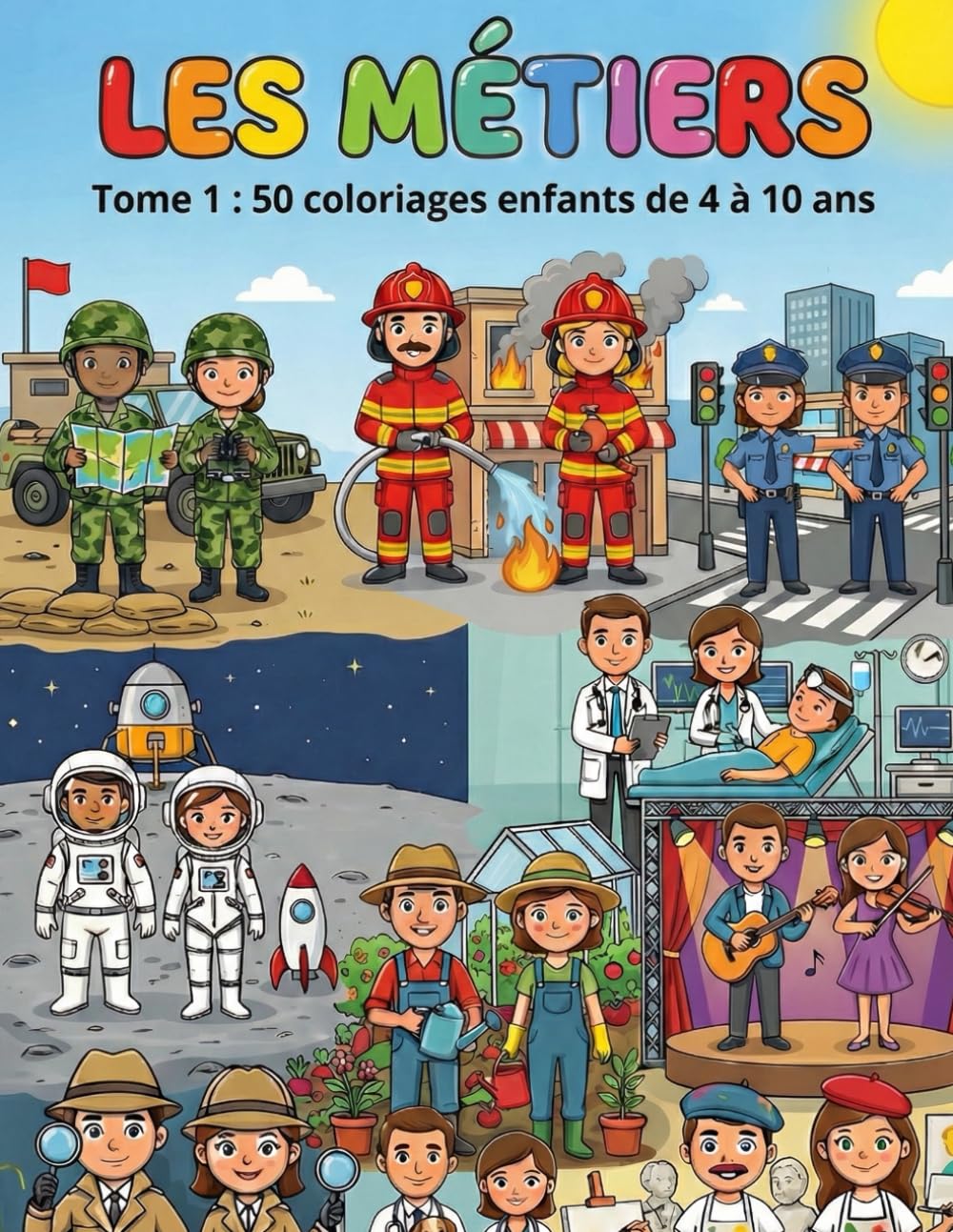 LES MÉTIERS: Tome 1 : 50 coloriages enfants de 4 à 10 ans