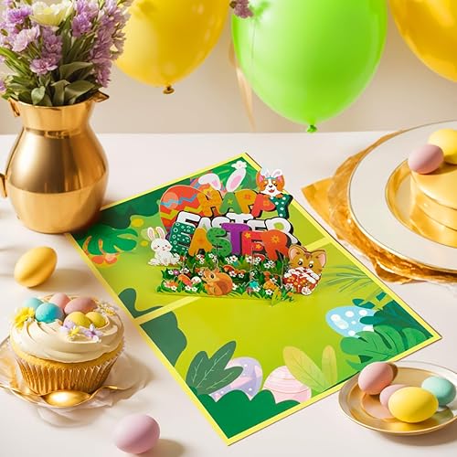Miniatura 4 de Tarjetas emergentes de Pascua de Animal Garden, tarjeta de feliz Pascua, tarjeta de conejo de Pascua, tarjeta de felicitación de Pascua, tarjetas de