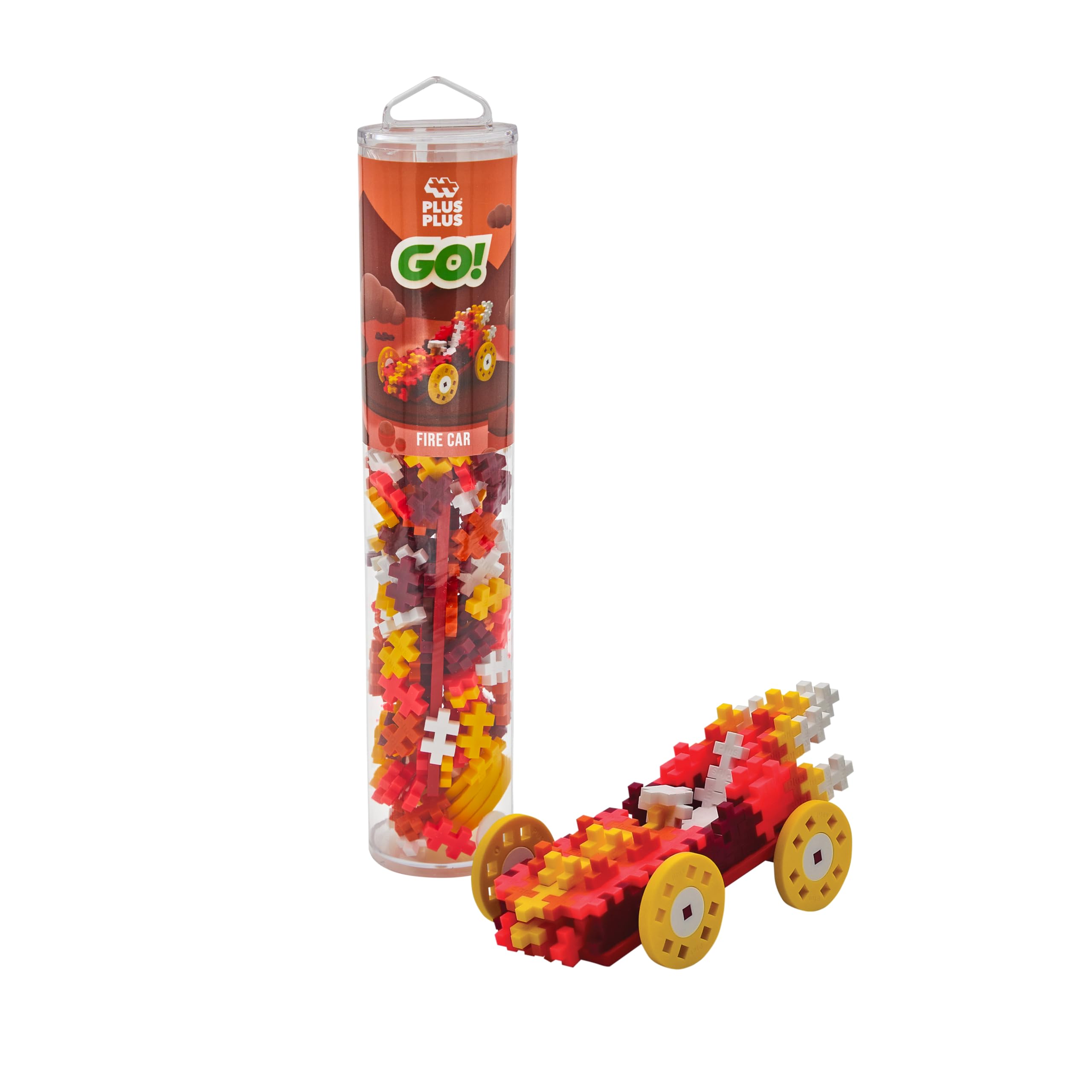 Plus-Plus Building Blocks Toy - 200 pcs Go Fire Car Kids Construction Toys, Creative Learning Resources and STEM Play for Home and Travel - Girls and Boys Toys Age 5 Plus