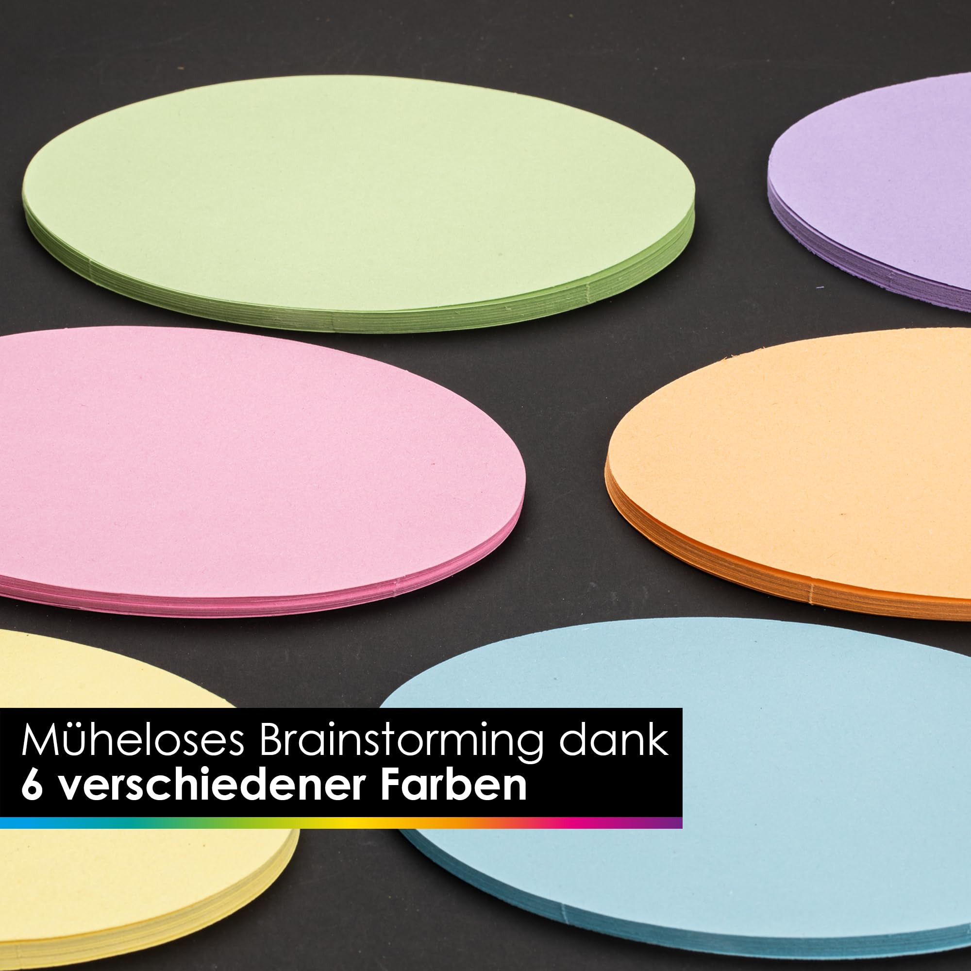 OfficeTree 750x Moderationskarten Set - Pastell Farben - Rund Oval & Rechteckig - Metaplankarten - Präsentationskarten - Moderationsset als Seminar Zubehör für Moderationskoffer und Präsentation