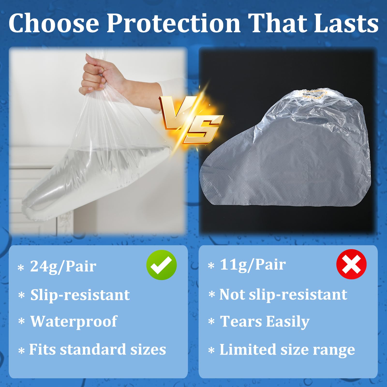 10 Pairs PE Waterproof Shoe Covers for Rain,Rain Shoe Covers,Disposable Rain Boots Covers,Indoor Outdoor Overshoes for Men and Women (Transparent) — view 6