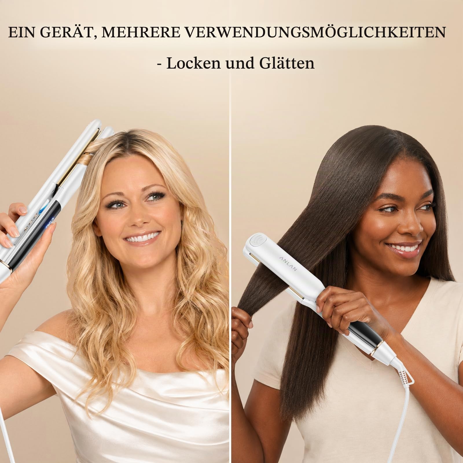 ANLAN Glätteisen 2in1, 36mm, 15s Schnellaufheizung, Ionen-Haarpflege | Rotlicht & Infrarot für Haarpflege, 100–230 °C Temperaturkontrolle mit LCD-Anzeige