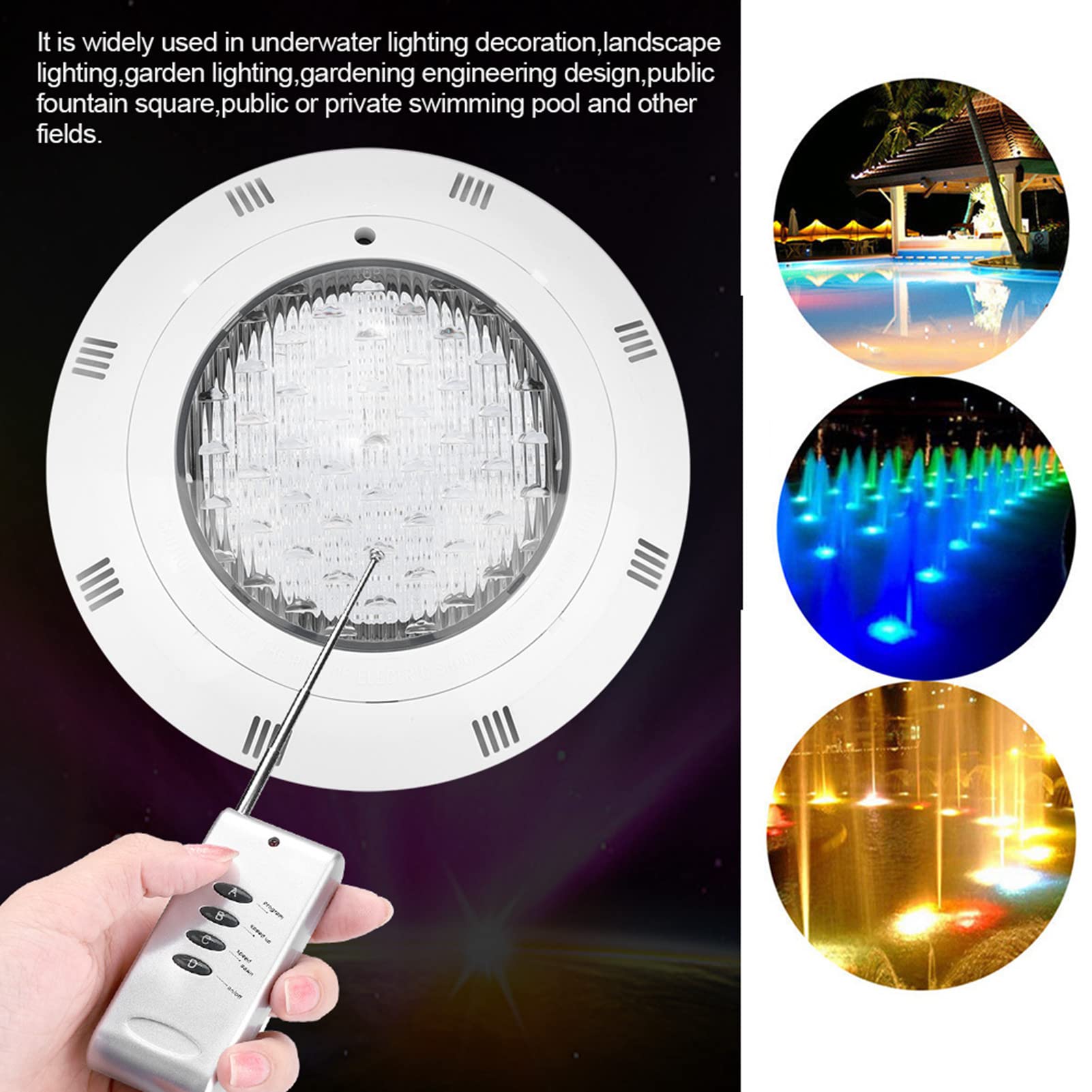 La Piscine 30W LED RGB Allume la Lampe de Piscine sous-Marine étanche Multicolore avec télécommande pour Fontaine d'étang