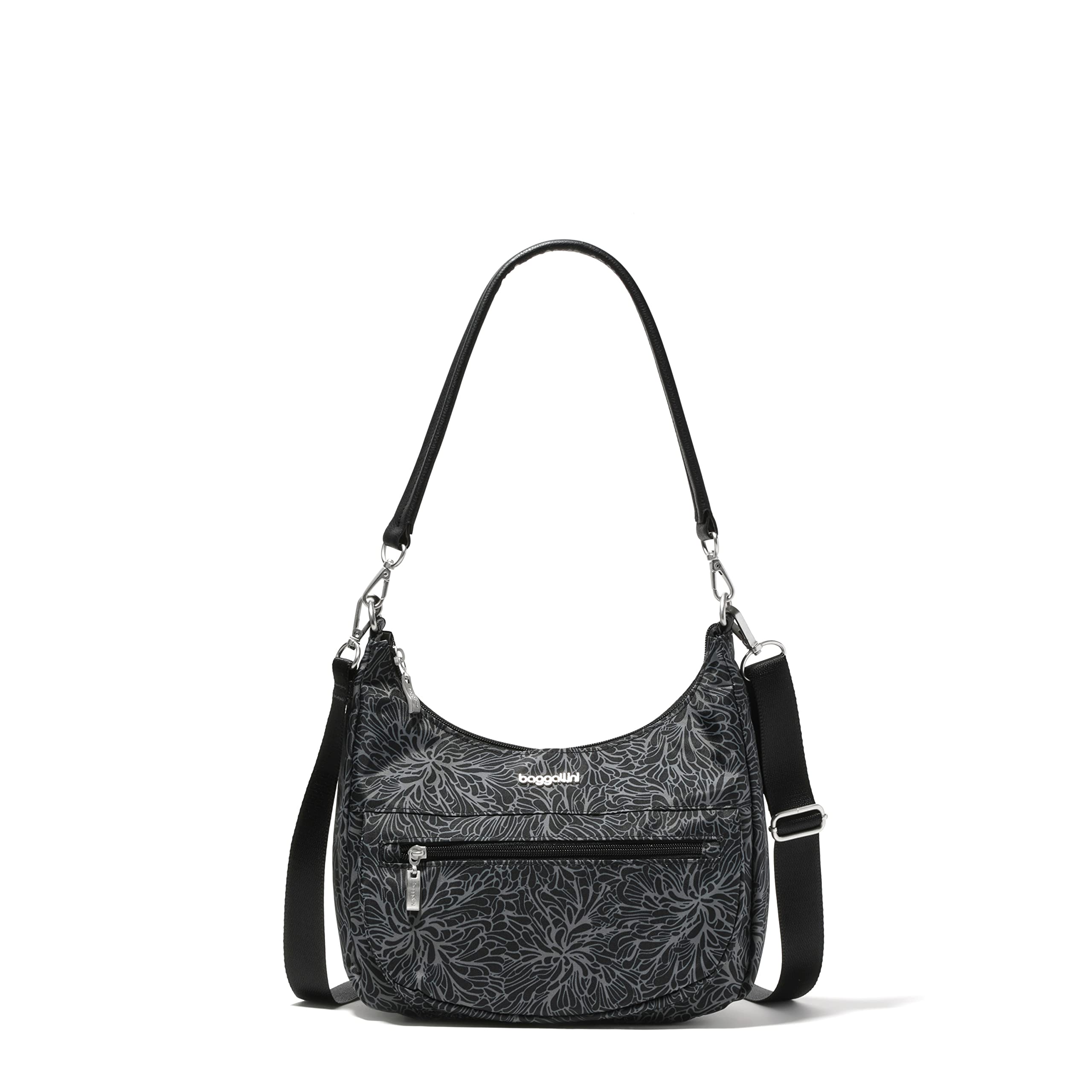 Baggallini Women's Modern Pocket Half Moon Bag, Midnight Blossom Print, One Size