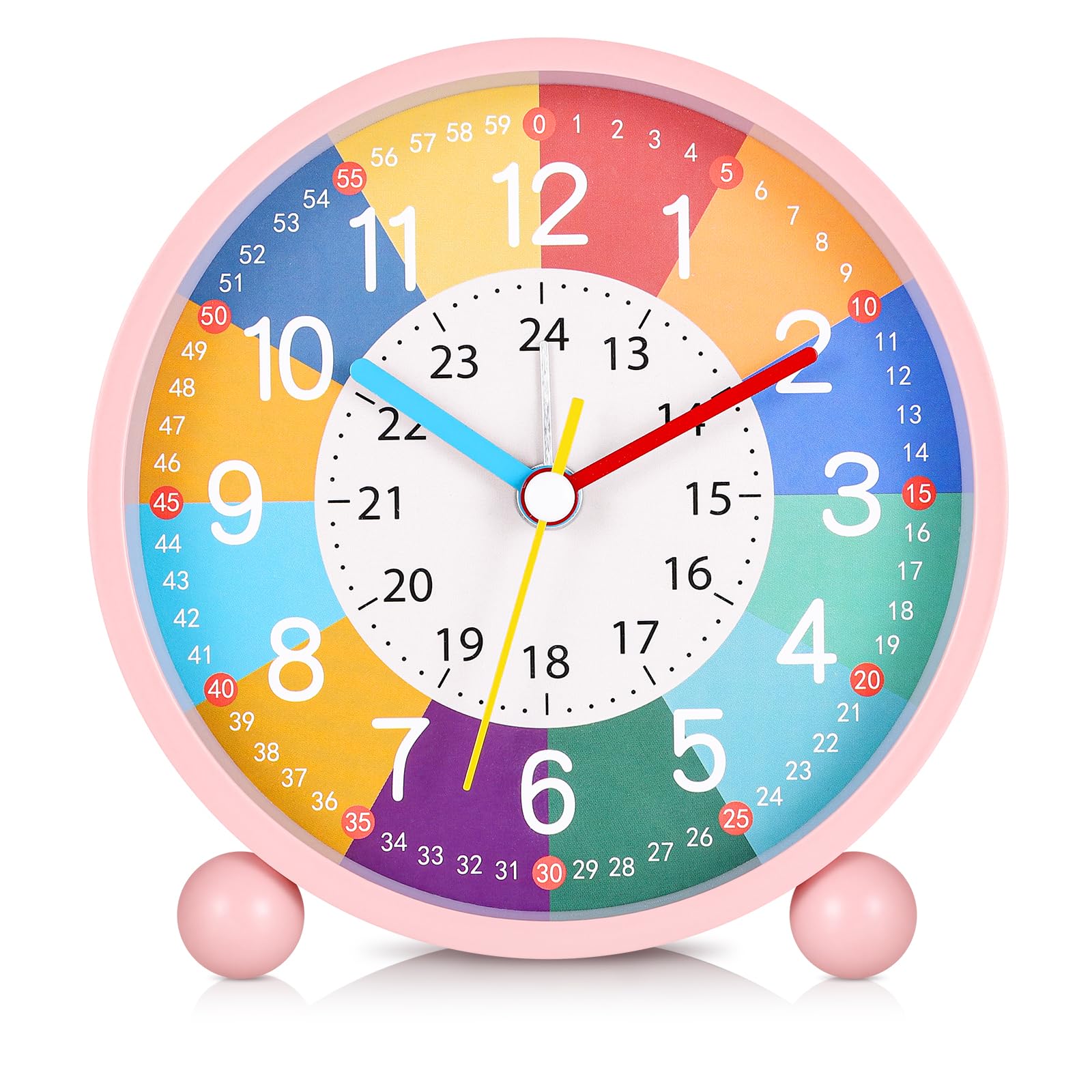 Kssvzz Kids Alarm Clock, No Ticking Silent Learning Clock for Kids, Bedside Clocks with Light, Loud Alarm Clocks for Heavy Sleepers, Battery Powered
