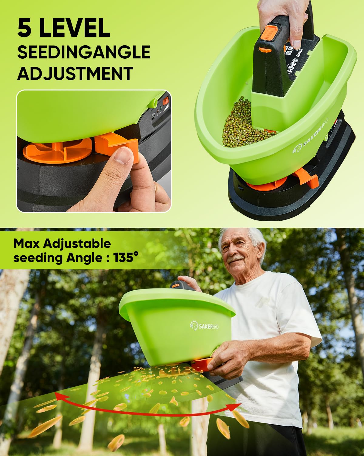 Amazon.com : SAKERNEO 7.2V Battery Handheld Lawn Spreader Seed