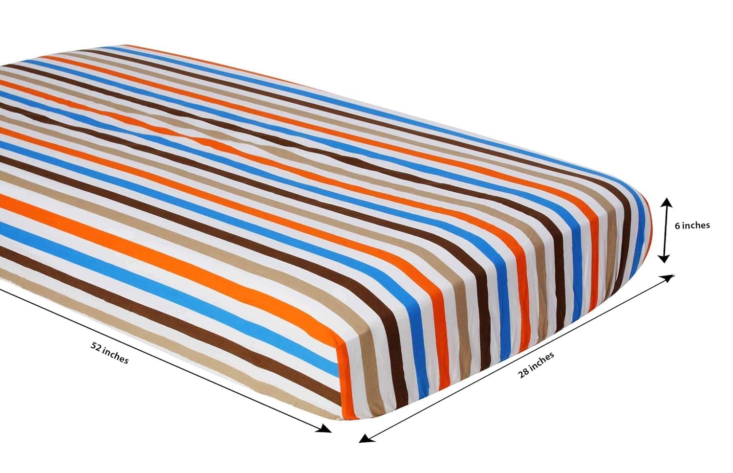 Bacati - 2 Pack MOD Sports Boys 100% Cotton Percale Universal Baby US Standard Crib or Toddler Bed Fitted Sheets (Stripes, Blue Orange Chocolate Brown)