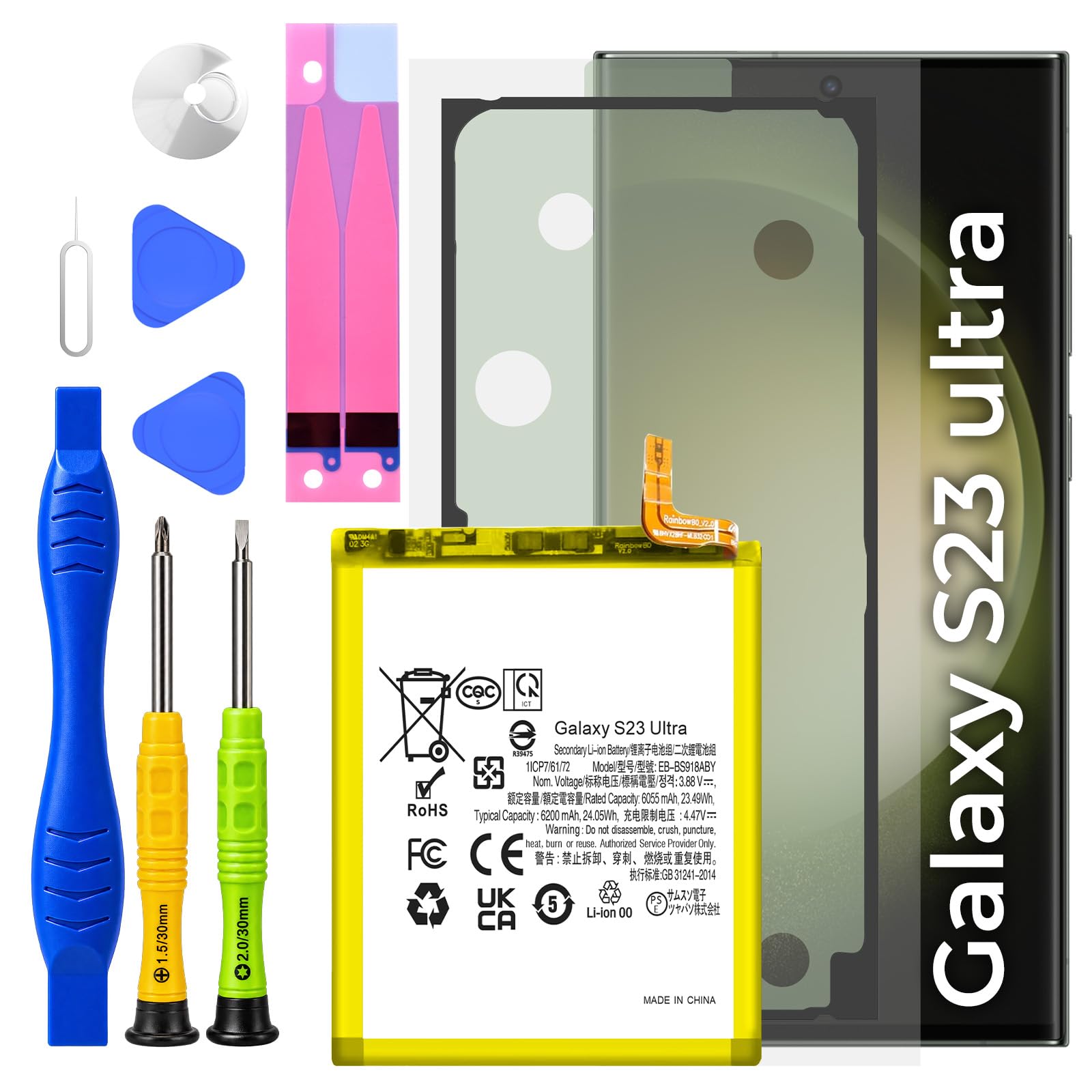 Amazon.com: SHENMZ 6200mAh Galaxy S23 Ultra Battery,EB-BS918ABY