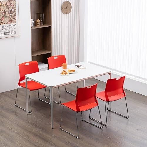 Miniatura 2 de Silla de oficina para invitados con base de trineo, silla apilable ergonómica de plástico con respaldo completo sin ruedas, silla de recepción para