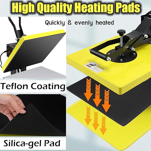 Miniatura 4 de Whubefy Prensa de calor de 15 x 15 pulgadas, máquina de prensa de calor deslizante para camisetas, impresora digital de sublimación industrial para