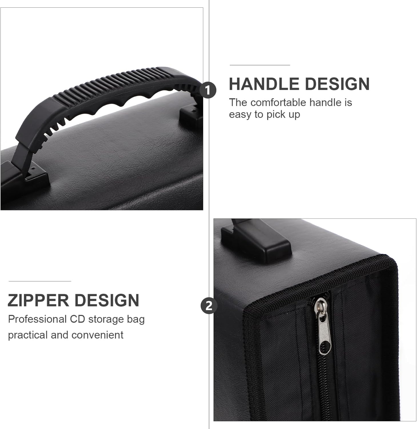 Zerodeko 2pcs Cd Albums Storage Binder Capacity Pu Case for DVDs Zipper Hanging Rope for Travel
