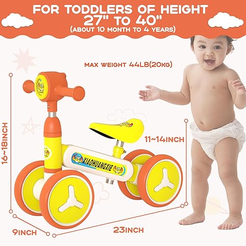 Miniatura 5 de HJCMikee Bicicleta de equilibrio para niños de 1 a 4 años, regalo de primer cumpleaños, juguetes de paseo para bebés de 12 meses a 4 años, marco de