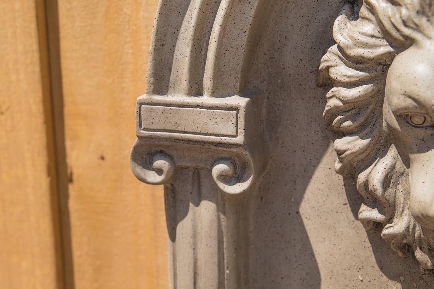 Royal Sandstone LED Outdoor Wall Fountain with Lion Head