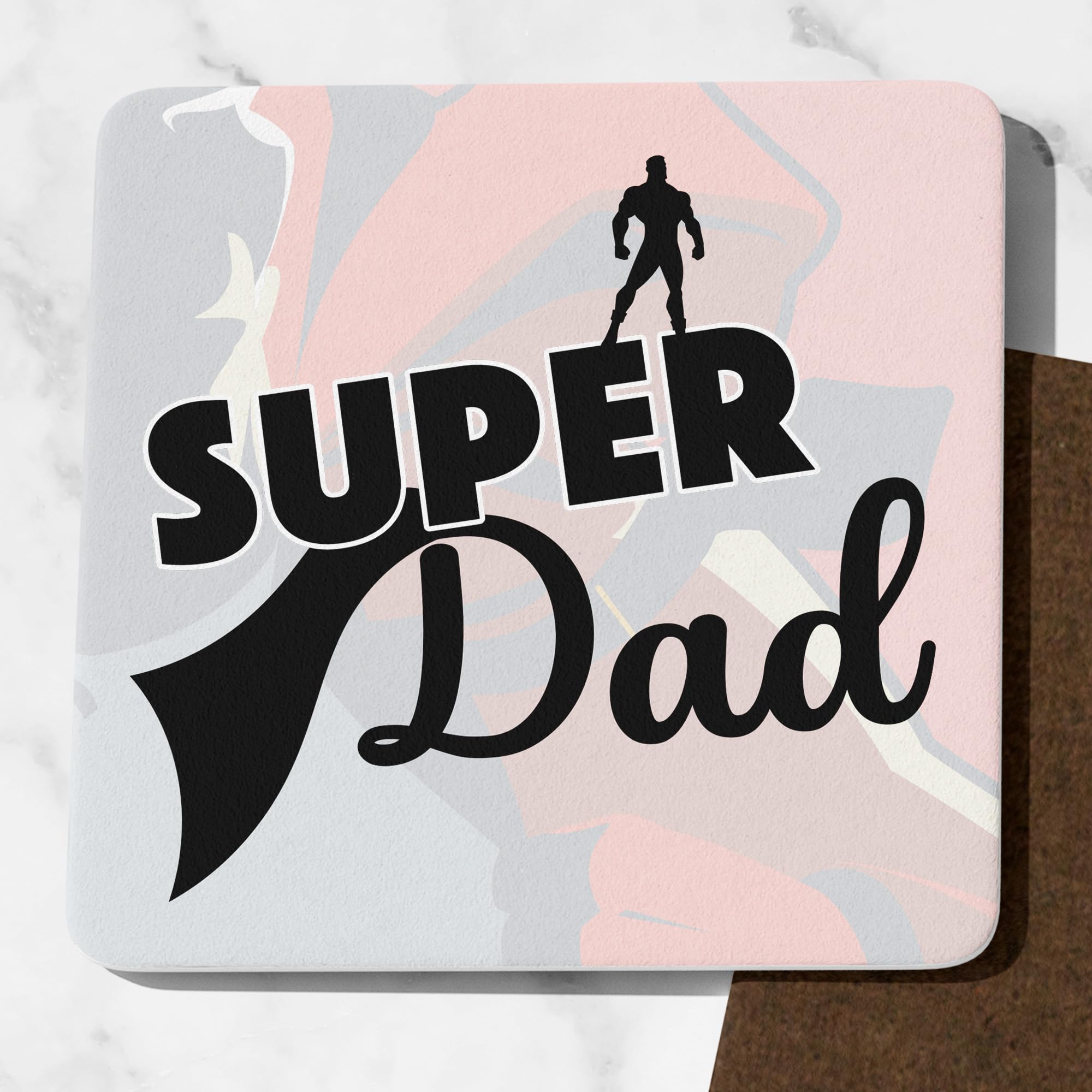Mugged Off Superhero Dad Drinks Coaster Father's Day Present Dad Christmas Daddy Birthday Gifts, 513208