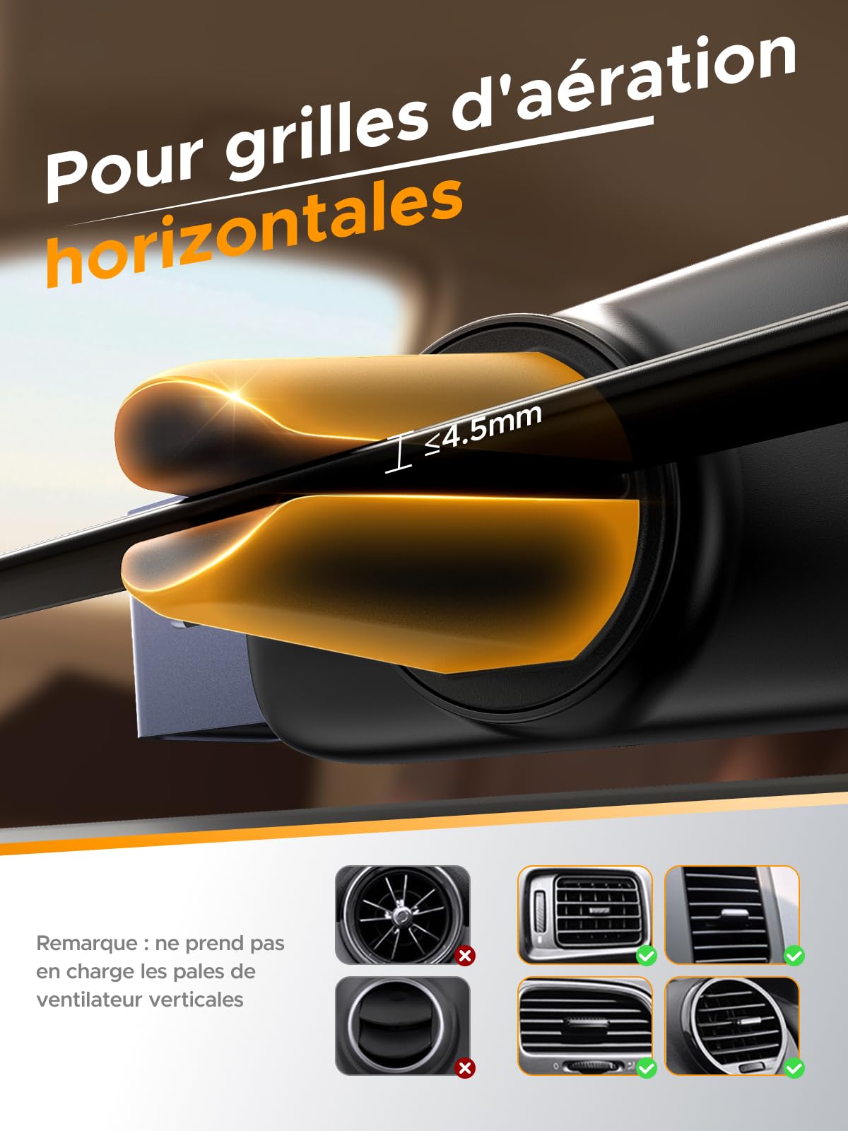 UGREEN Support Téléphone Voiture Gravité Grille Aération Porte Smartphone Voiture Ventilation Accroche Téléphone Auto Compatible avec iPhone 17 Pro Max Air 16 15 14 Galaxy S25 Ultra S24