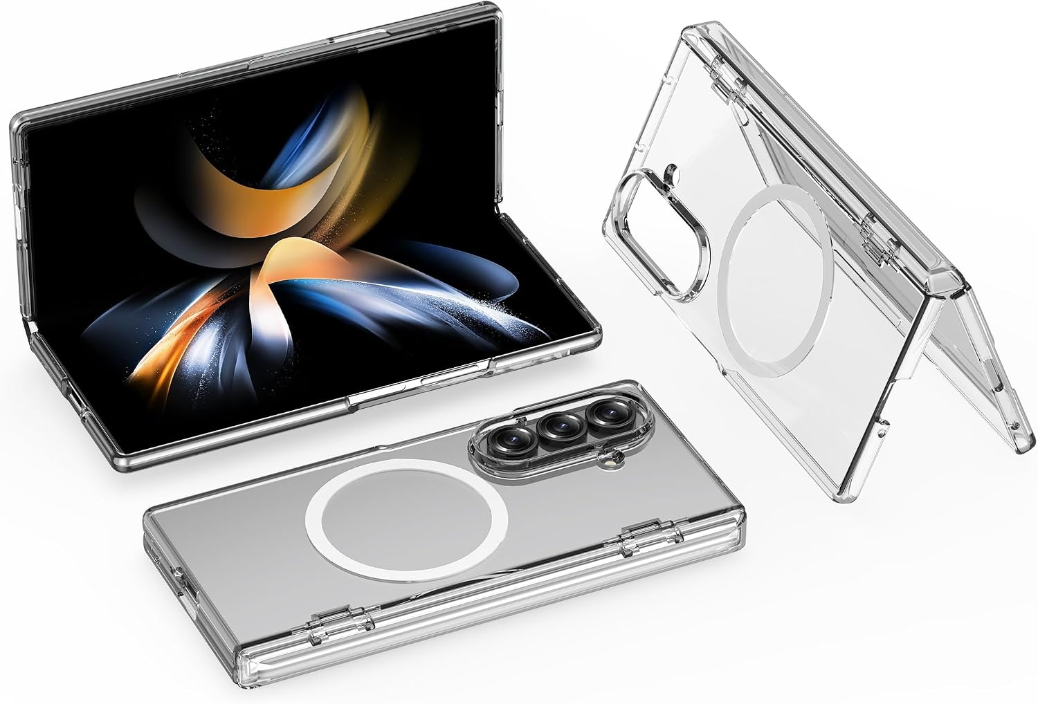 Designed for Samsung Galaxy Z Fold 7 Case Magnetic with Hinge Protection & Screen Protector Compatible with Magsafe for Fold 7 Full Body Protective Phone Case Cover for Z Fold 7 2025 – Clear