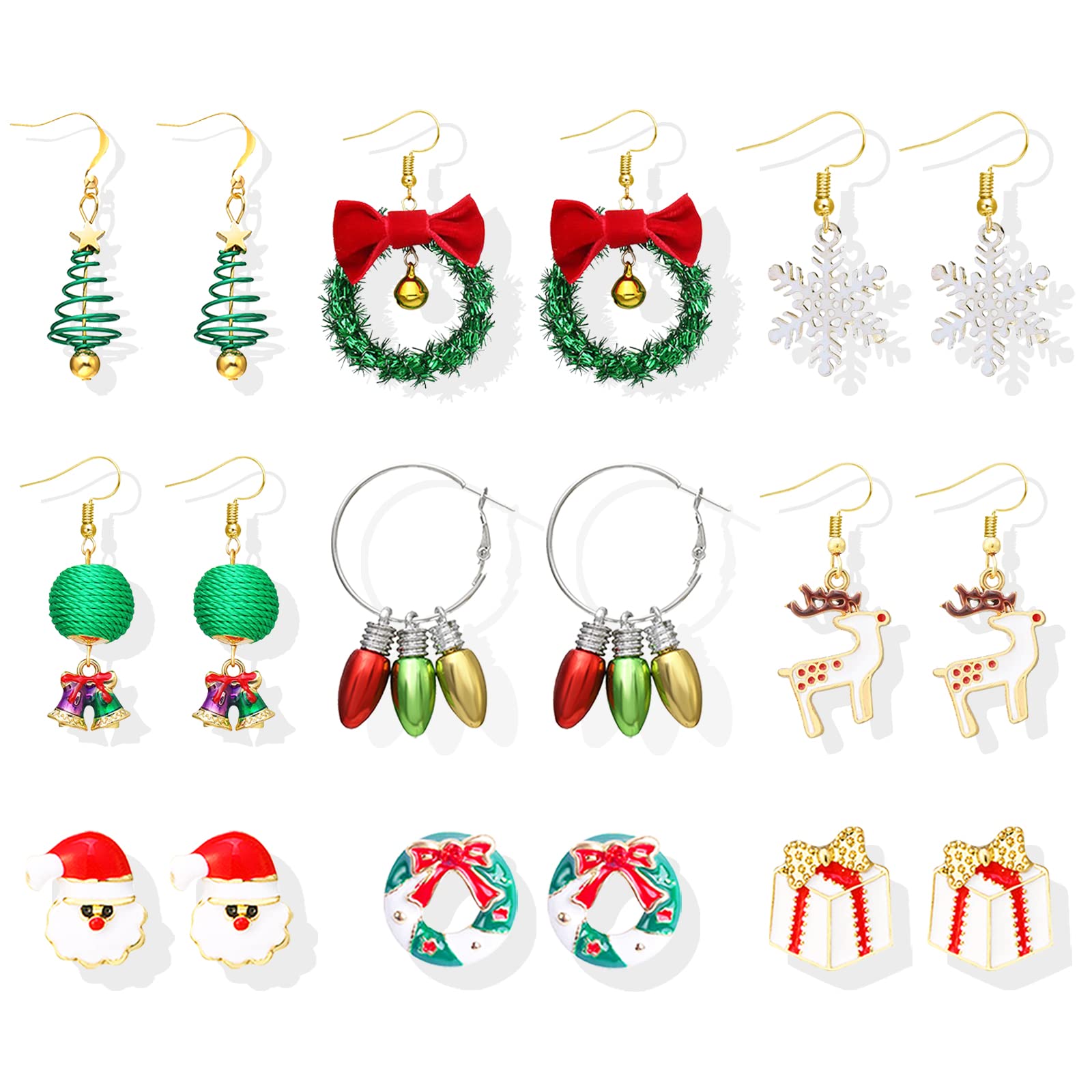 Long tiantianChristmas Pendant Necklace Drop Earring Jewelry Set Cute Christmas Jewelry Gift