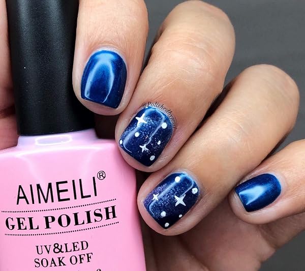 AIMEILI Soak Off UV LED Vernis à Ongles Gel Semi-Permanent Blue Gel Polish - Navy Seals (030) 10ml - 5