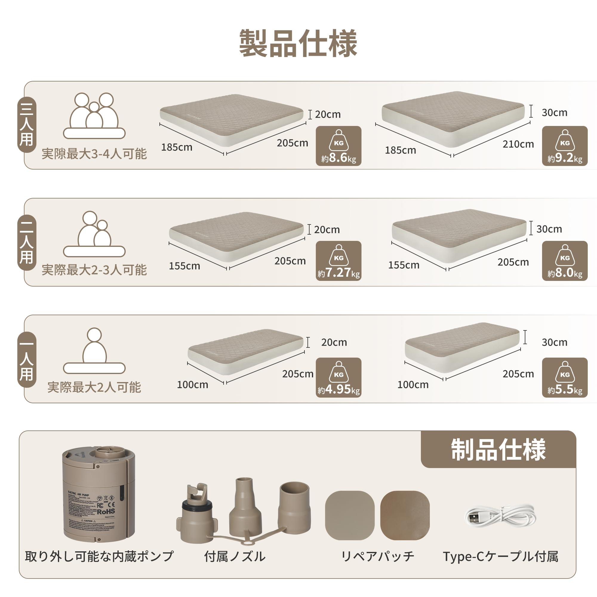 Amazon.co.jp: Naturehike 公式 エアーベッド 高密度ドロップステッチ