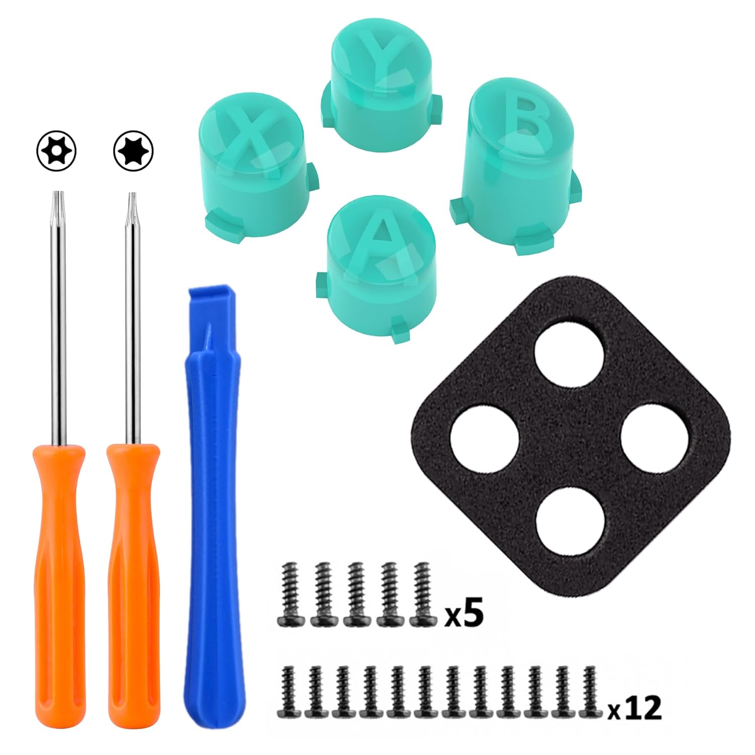 eXtremeRate ABXY Buttons for Xbox Xbox Series X/S Controller, Three-Tone Teal Green & Clear Classic Symbols Action Buttons Replacement Prats for Xbox One S/X, Elite Series 2 Core & 1 - Image 2