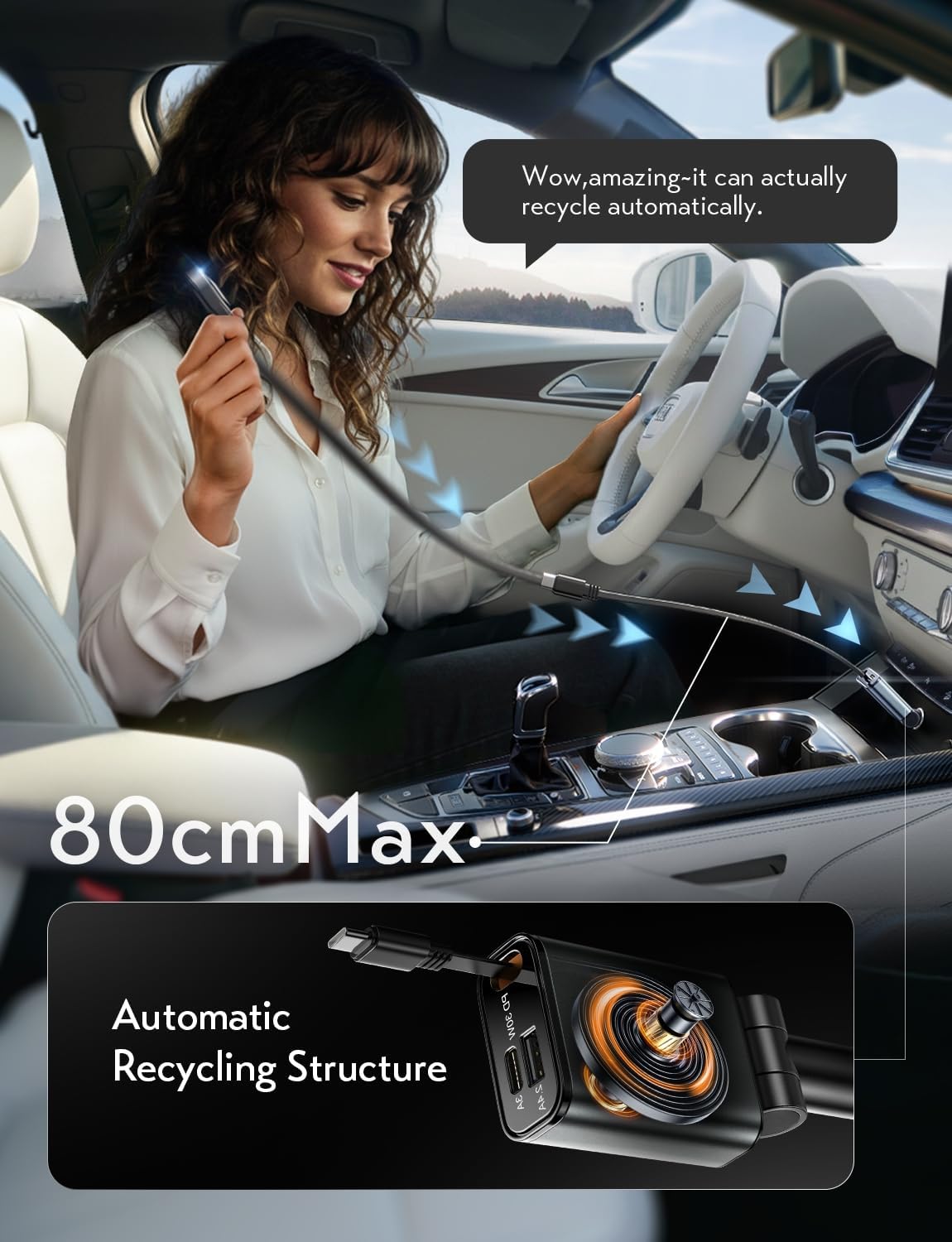 1Pezzo caricabatterie auto retrattile USB-C per BMW 4 Series 2015‑2025