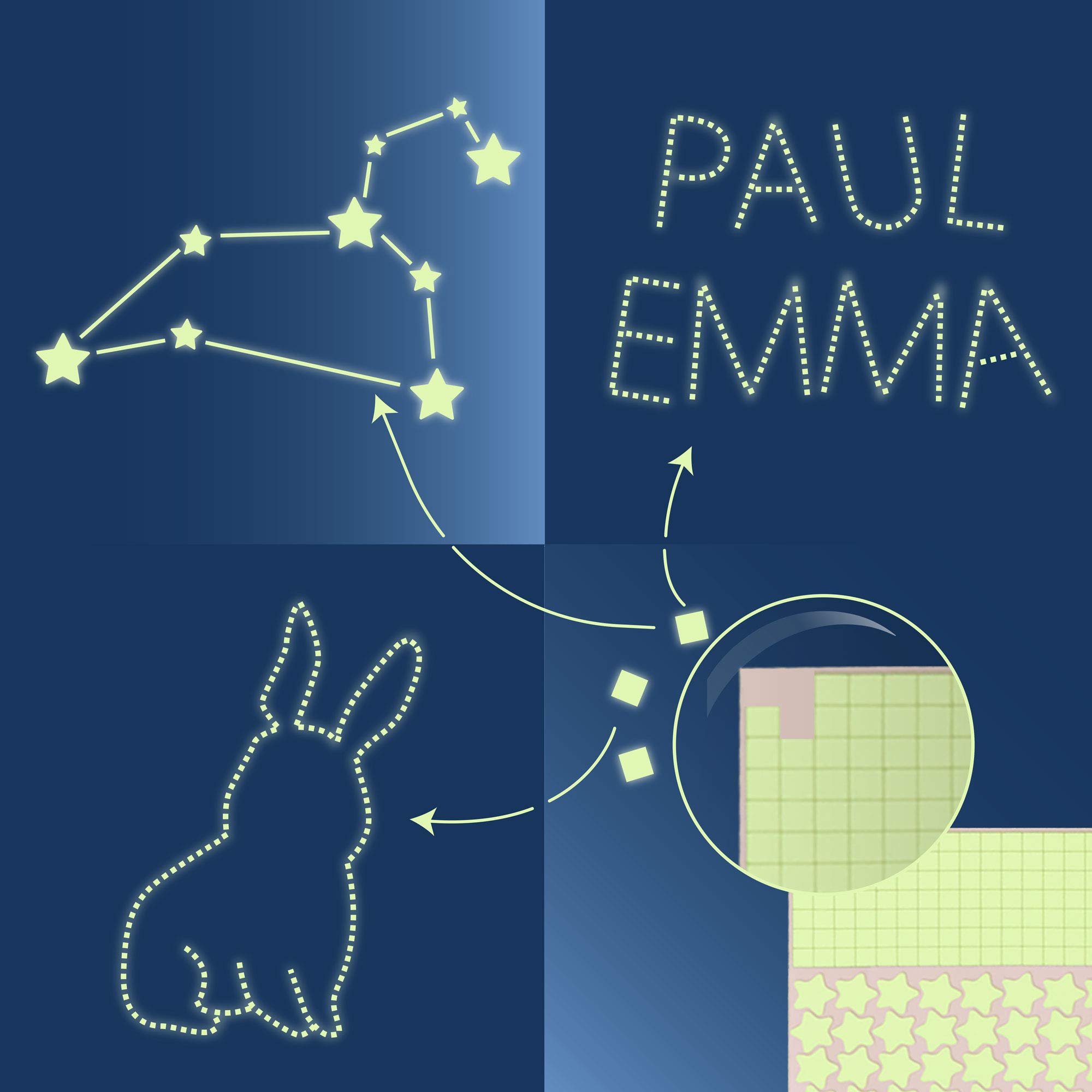 Paraboo Étoile phosphorescente [452 pcs.] points lumineux – autocollant fluorescent, stickers fluorescents pour ton ciel étoilé, étoiles phosphorescentes plafond