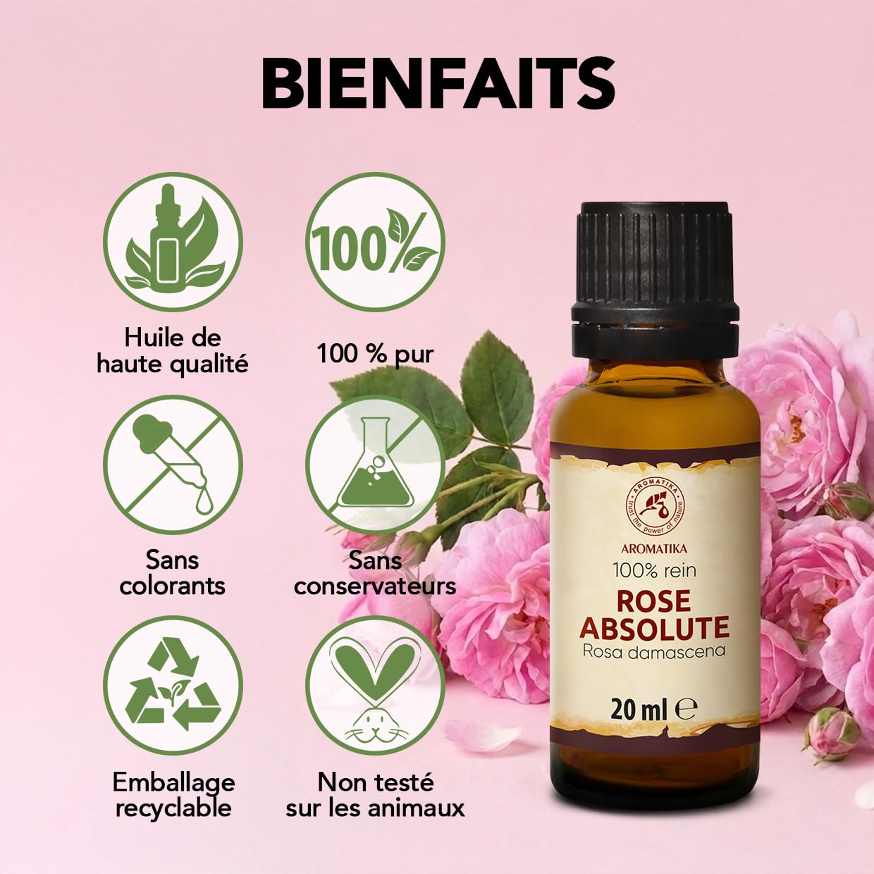 Absolue de Rose 20 ml - Huile pour Diffuseur d'Arômes et Lampe Aromatique