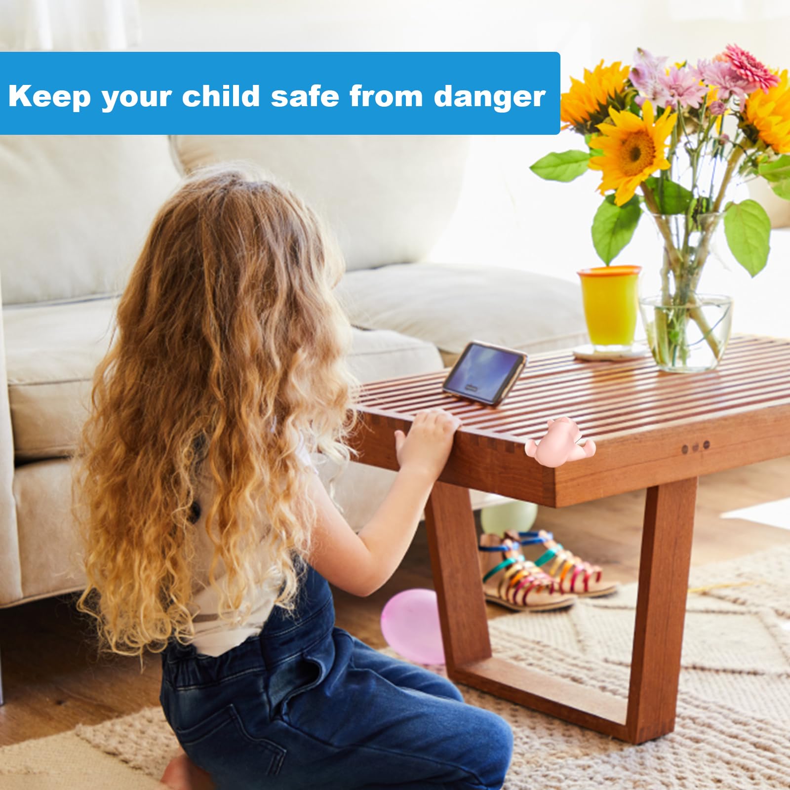 Protège Coins Silicone Lot De 4 Protège-Coins En Silicone - Protection Angles Tables - Design Ours Dormeur - Anti-Choc Enfants - Rose Et Blanc Protection Angle Table