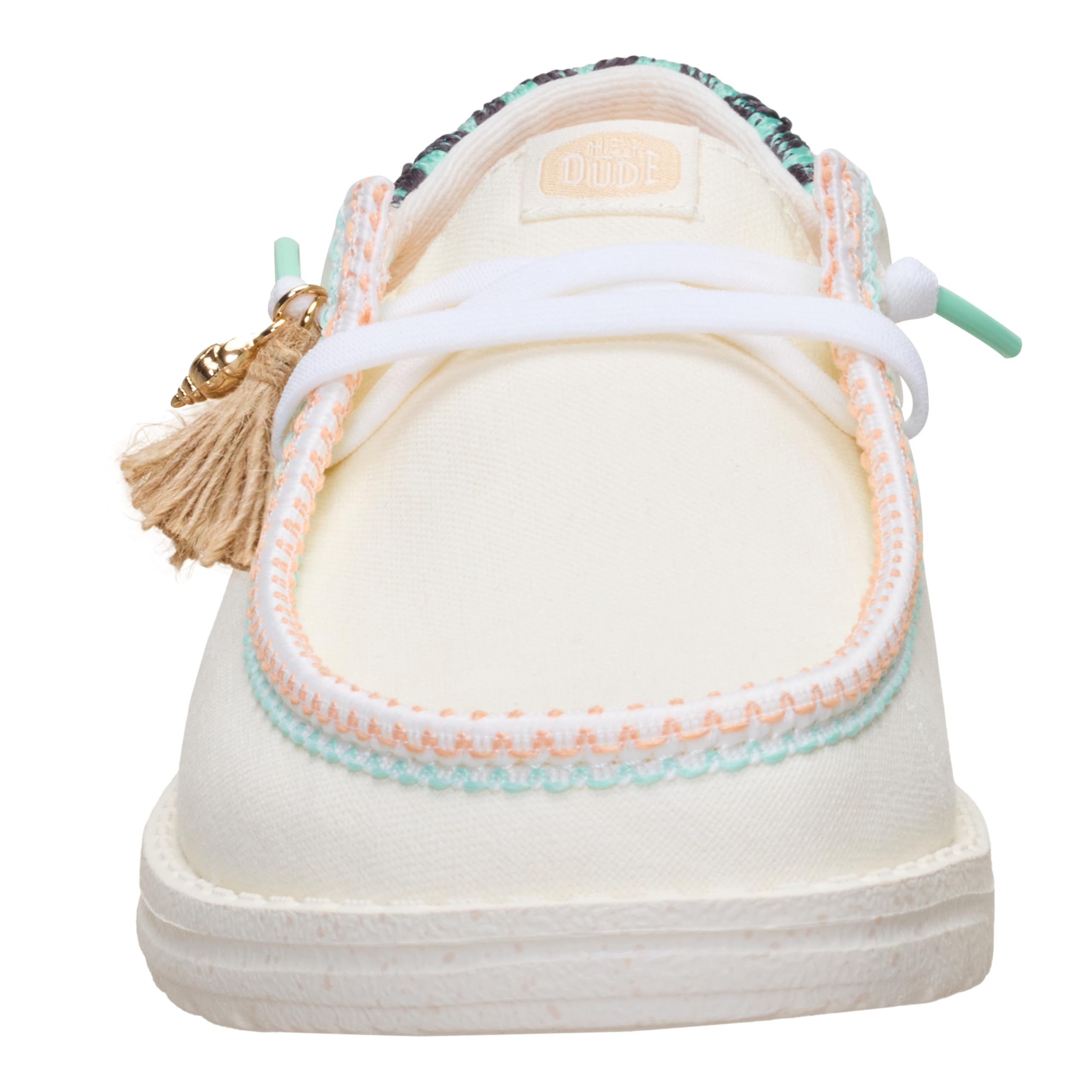 HEYDUDE Wendy Funk - Scarpe da spiaggia da donna, leggere, senza lacci, con lacci elastici e dettaglio con nappe