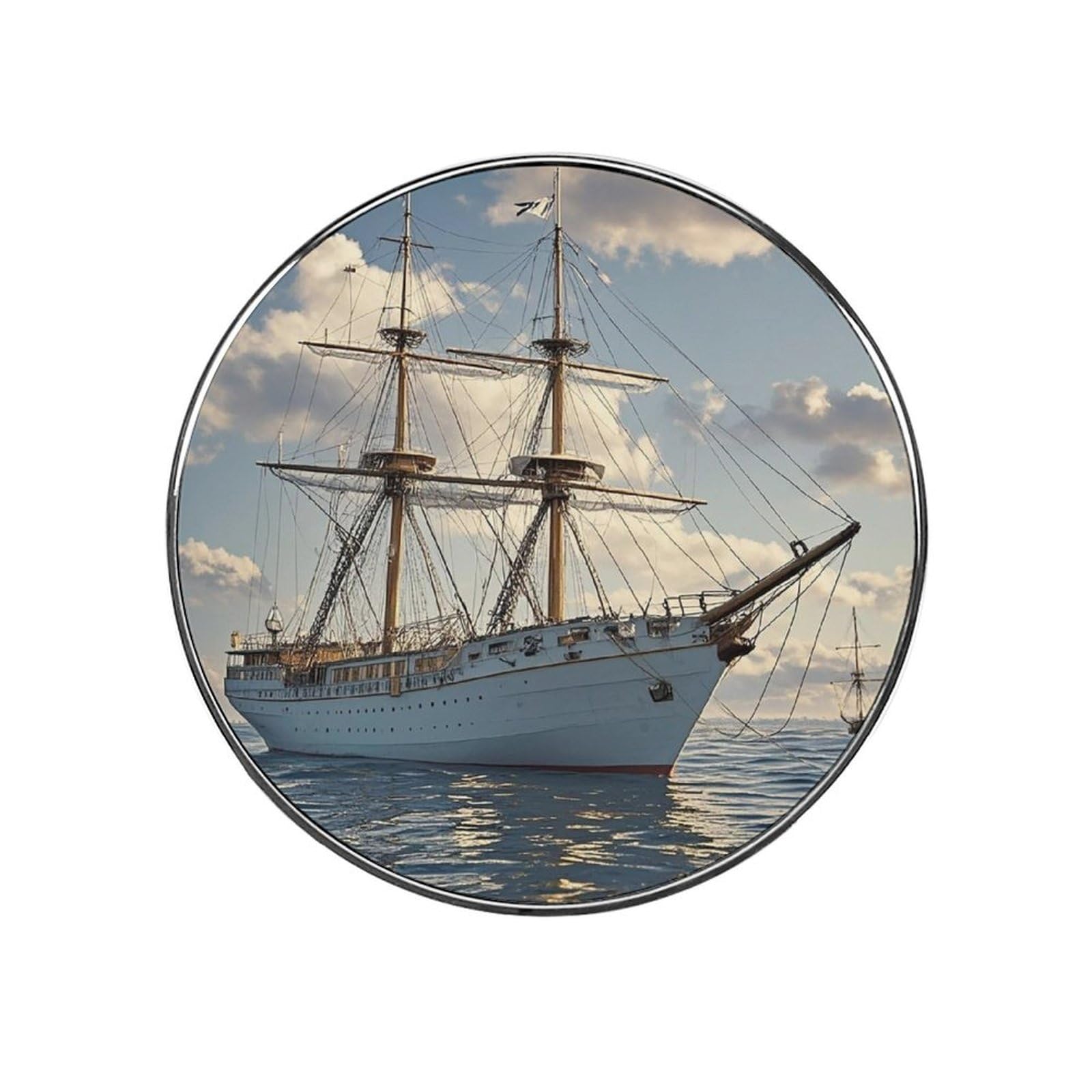 Vintage Nautical White Ship Magnets for Fridge Round Refrigerator Magnet Funny Refrigerator Magnetic Sticker Decor Accessories for Whiteboard Kitchen Office Cabinet and Photos