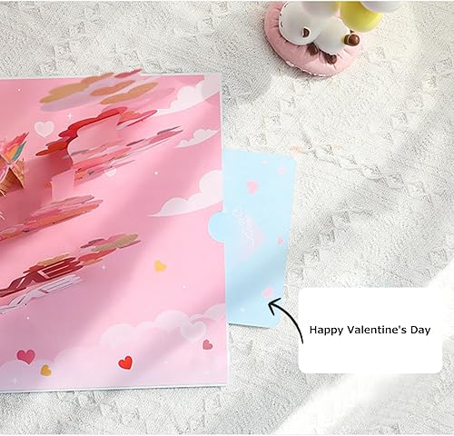 Miniatura 5 de Tarjeta de San Valentín 3D romántica de 6 x 8 pulgadas, tarjeta de amor para el día de la madre, tarjeta desplegable con sobre, tarjeta extraíble en