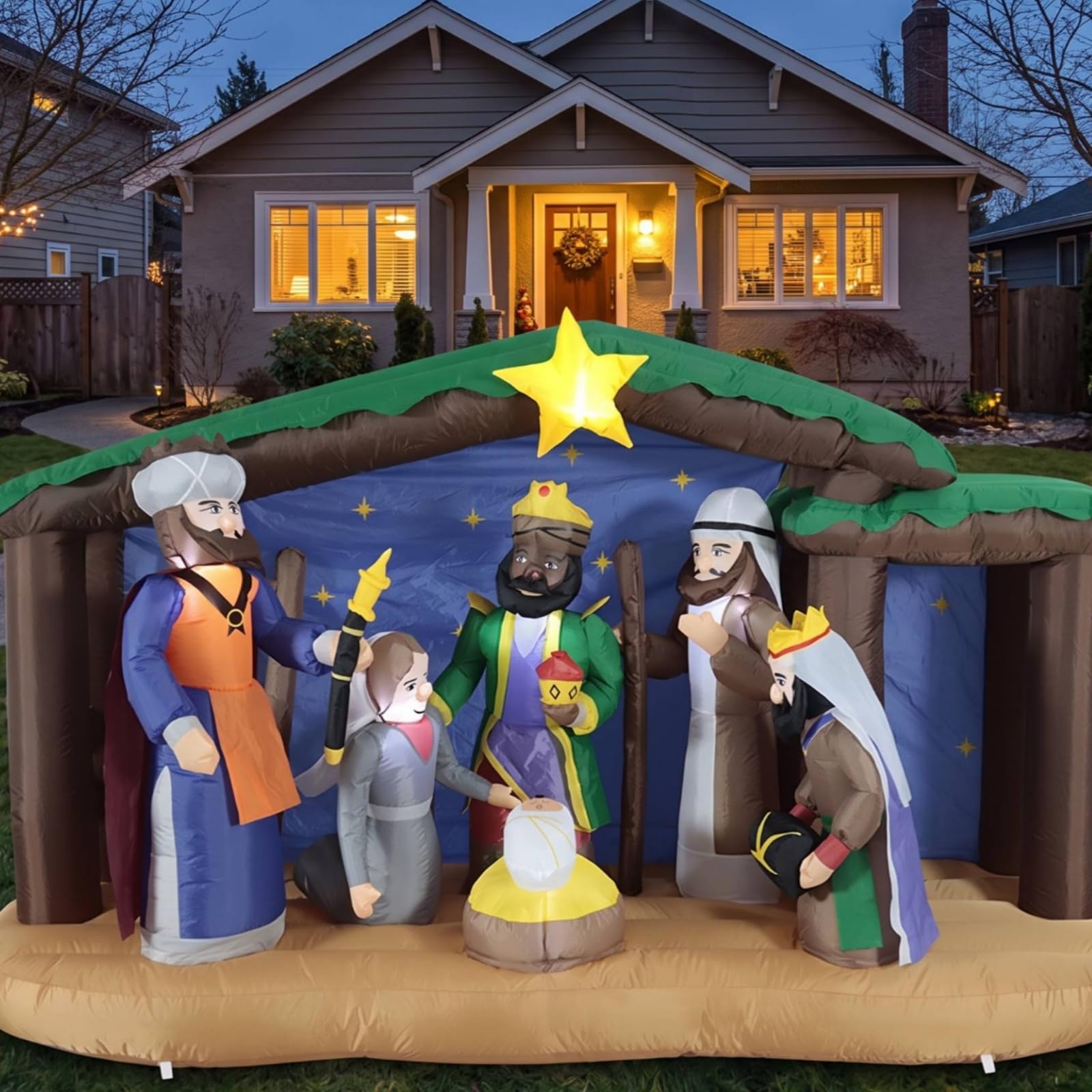 Crèche Noël Gonflable Autogonflant | Résistant résistant Intempéries, Crèche Gonflable avec , pour Jardin
