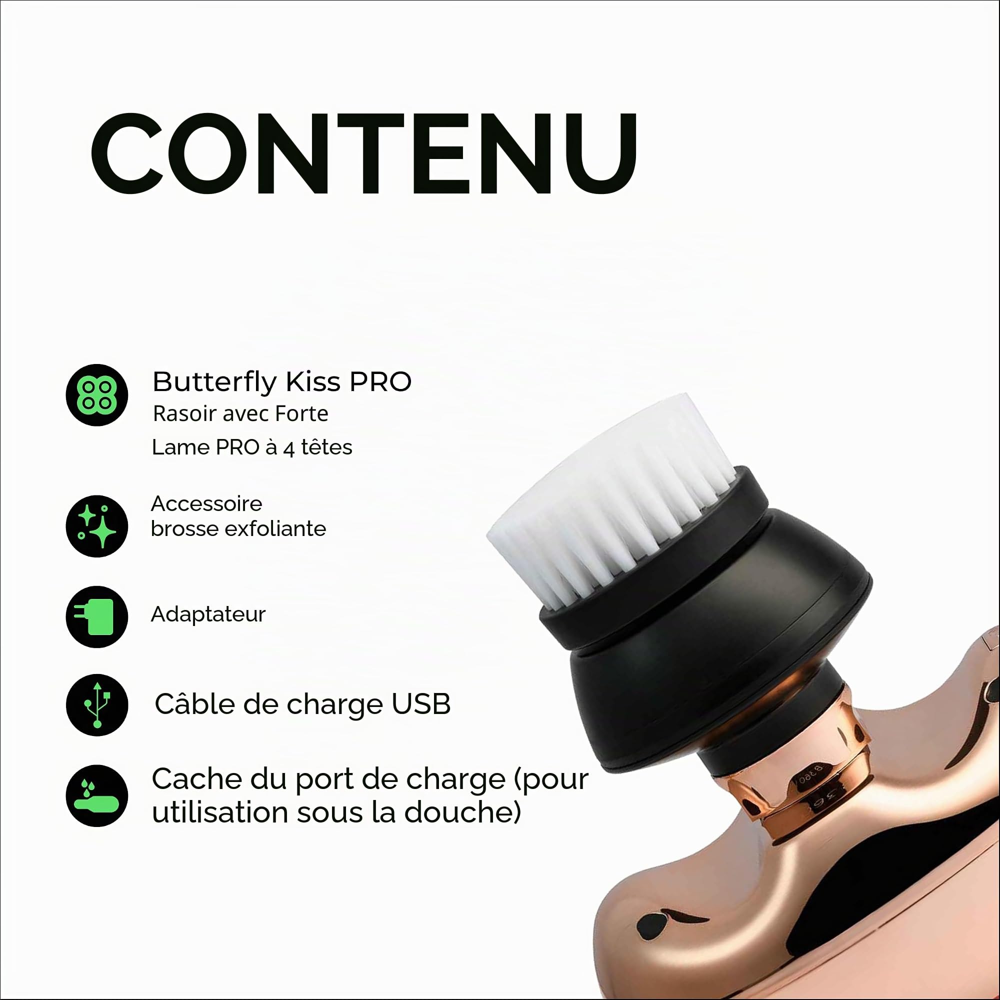 Skull Shaver Butterfly Kiss Pro Rose Gold - Tondeuse Femme pour Corps et Tête, Rasoir électrique Électrique Féminin, meilleur cadeau pour femme