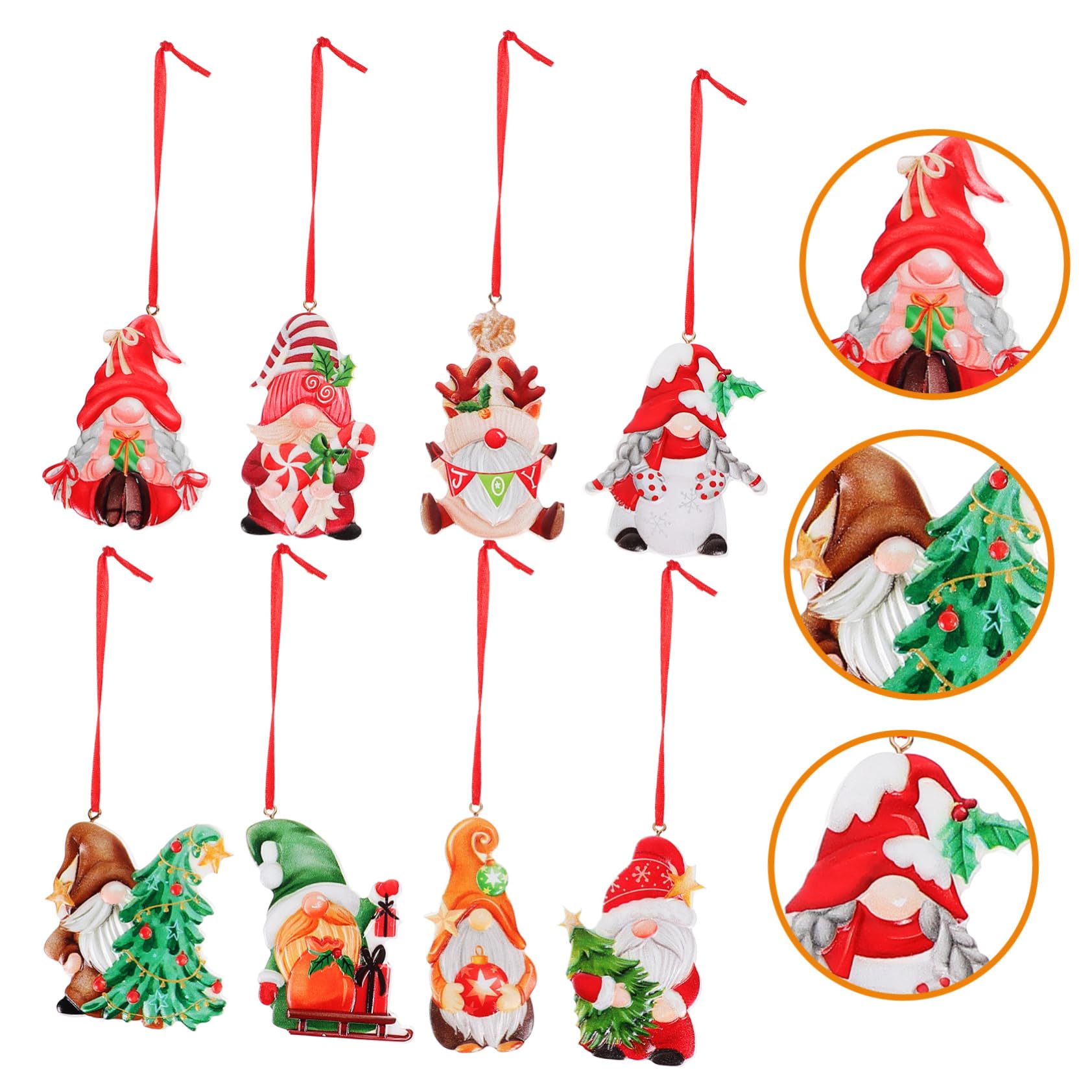 PartyKindom 5 Sätze Weihnachtsdeko Weihnachts Anhänger Künstliche Weihnachtskränze Weihnachtsbaumdekoration Weihnachtsmann-Ornamente Weihnachtszwerg Hängende Ornamente Harz 8 Stück * 5
