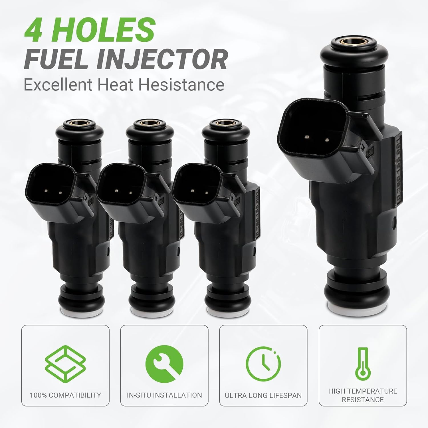 Fuel Injectors FJ967 Set of 4 Compatible with Mini Cooper 2002-2006 2008 L4 1.6L Base # Replace 13531487607 0280155991 04891192AA