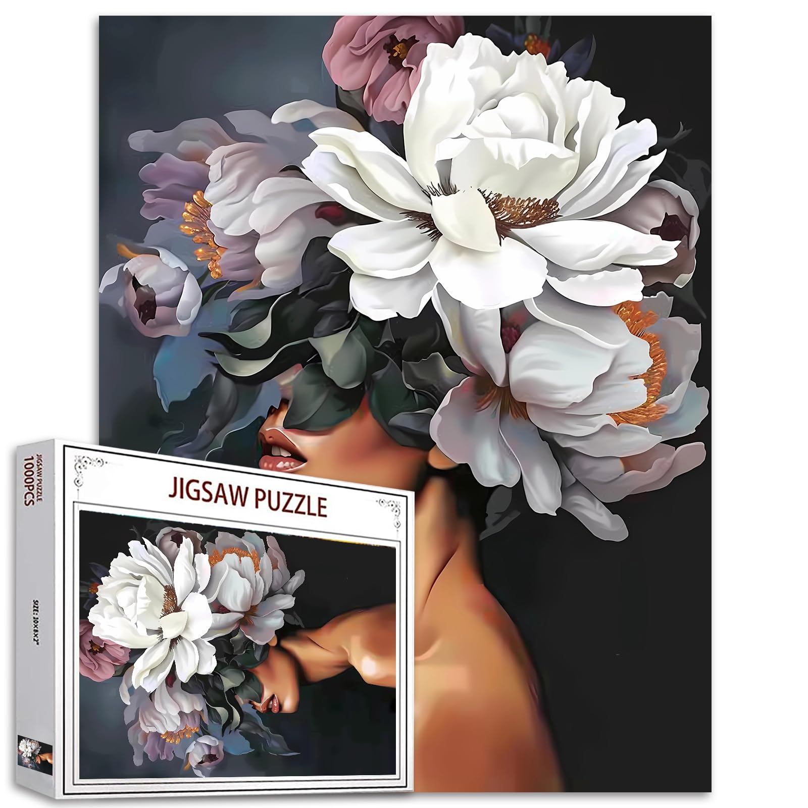 Tucocoo 1000 Pieces Fashionable Woman's Head Puzzles for Adults Modern Portraits Jigsaw Puzzle for Challenging Family Activity Games, Colorful Jigsaw Puzzles for Decorative Gifts — image 1
