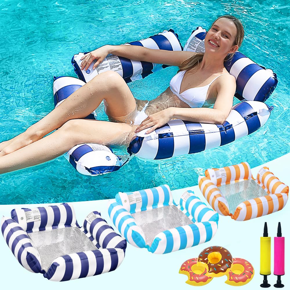 Paquete de 3 flotadores inflables para piscina, hamaca de agua, flotadores multiusos para piscina de verano, lago, playa