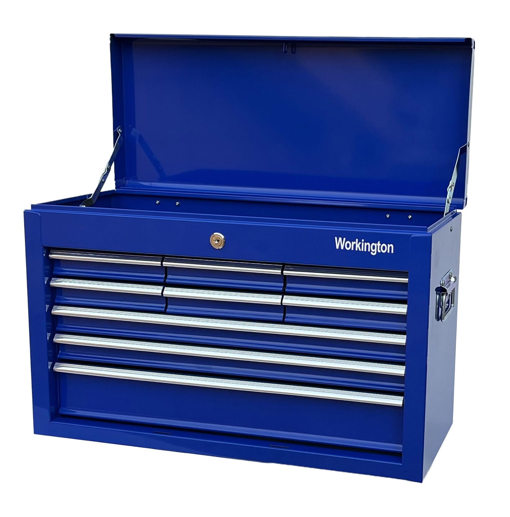 WorkingtonPortable Metal Tool Chest with 9 Drawers, 24" 9-Drawer Tool Chest Cabinet with Ball Bearing Drawer Slides, Steel Tool Storage Box Organizer 4006 Blue