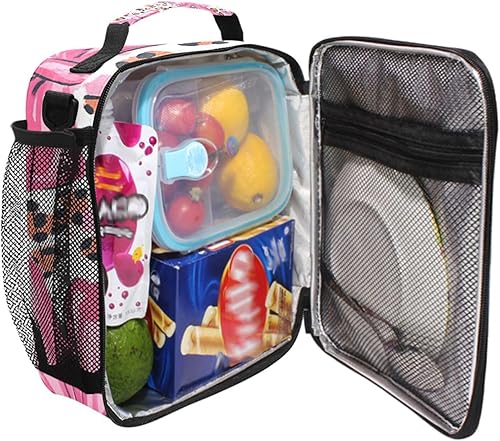 Vista 94 de Lonchera con diseño de caballo de girasol para niñas, bolsa de almuerzo aislada para niños, correa de hombro congelable para la escuela y la oficina