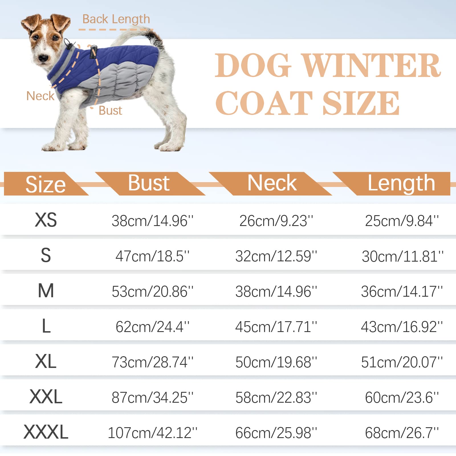 OUOBOB Dog Coat - Fleece Dog Vest with Harness, Waterproof Snowsuit, Windproof Winter Jacket, Puffer Jacket Blue XS - Image 3