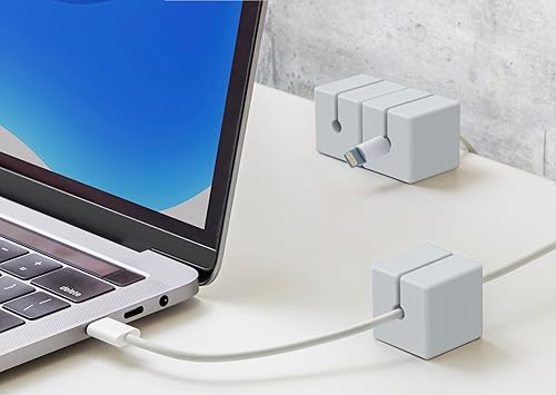Miniatura 2 de Function101 Bloques de cables (nueva versión)  Paquete de 4  Color gris  Organizador magnético de cablecable  Bloques de silicona extra pesados y