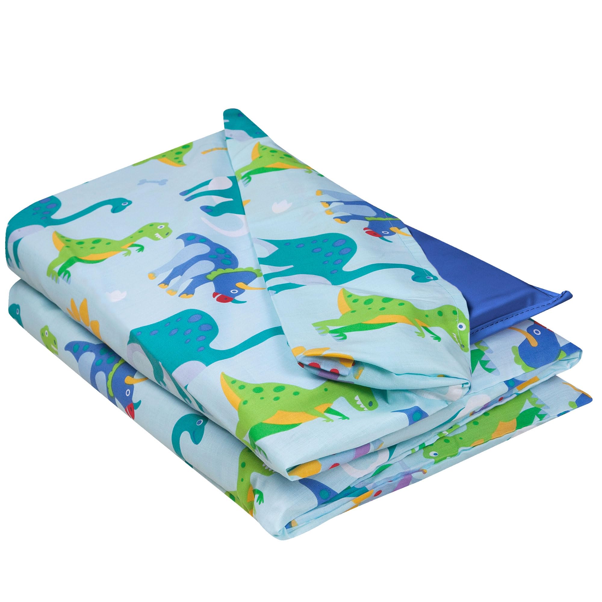 Wildkin Kids Cotton Nap Mat Cover for Boys – Soft Replacement Cover with Sewn-in Flap, Fits 1.5" Vinyl Sleep Mats, Machine Washable, Daycare & Preschool, Ages 2–6 – Dinosaur Land