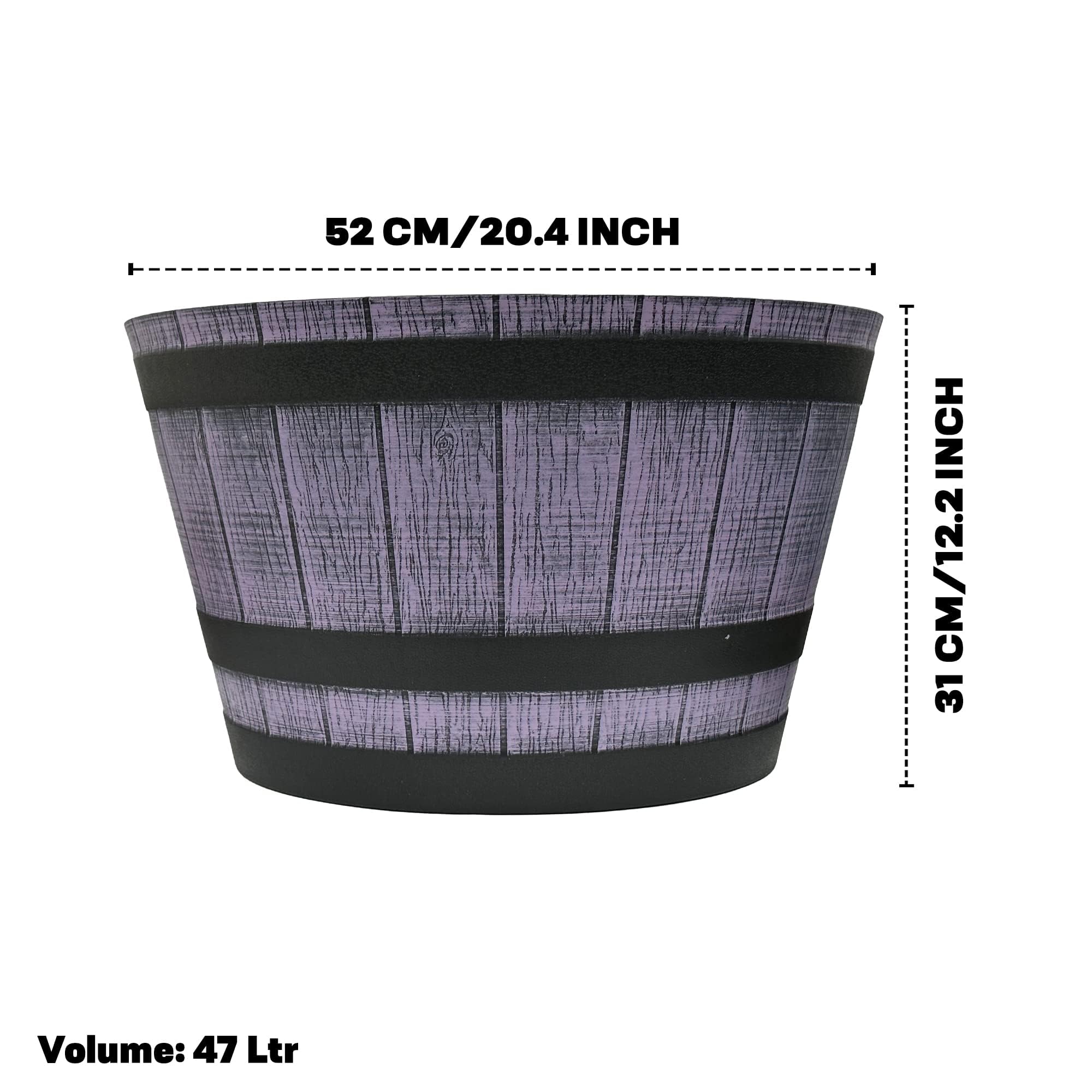 SG Traders Large Half Barrel Cask Planter, Indoor Plant Pot with Drainage Holes, Flower Pots Outdoor Garden Planters - Image 3